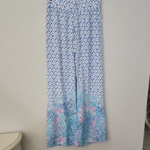 Lilly Pulitzer Blue and Pink Wide Leg Pants